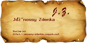 Jánossy Zdenka névjegykártya